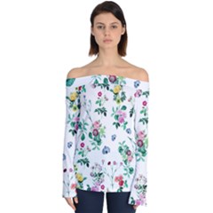 Leaves Green Aop Off Shoulder Long Sleeve Top by Vaneshart