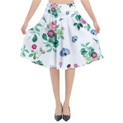 Leaves Green Aop Flared Midi Skirt by Vaneshart