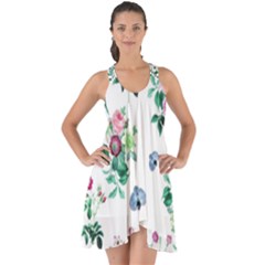 Leaves Green Aop Show Some Back Chiffon Dress by Vaneshart