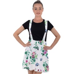 Leaves Green Aop Velvet Suspender Skater Skirt by Vaneshart