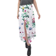 Leaves Green Aop Velour Split Maxi Skirt by Vaneshart