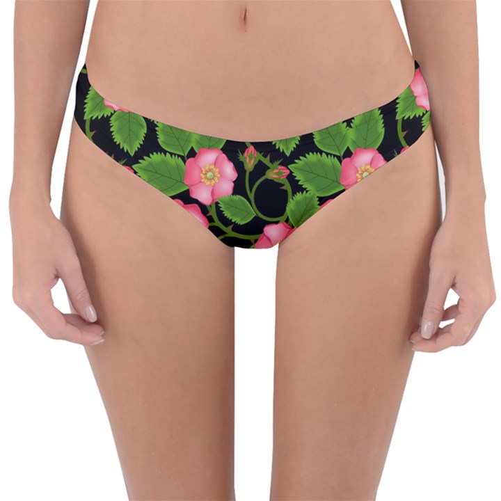 Roses Flowers Bud Reversible Hipster Bikini Bottoms