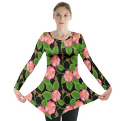 Roses Flowers Bud Long Sleeve Tunic  by Vaneshart