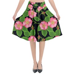 Roses Flowers Bud Flared Midi Skirt by Vaneshart