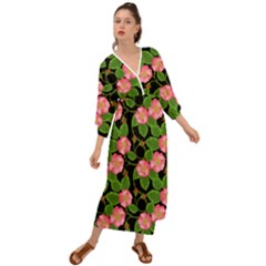 Roses Flowers Bud Grecian Style  Maxi Dress