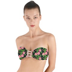 Roses Flowers Bud Twist Bandeau Bikini Top by Vaneshart