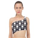 Abstract Seamless Pattern Graphic Black Spliced Up Bikini Top  View1