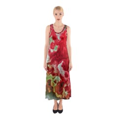 Abstract Stain Red Sleeveless Maxi Dress by Vaneshart