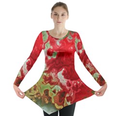 Abstract Stain Red Long Sleeve Tunic  by Vaneshart