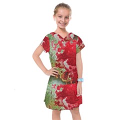 Abstract Stain Red Kids  Drop Waist Dress