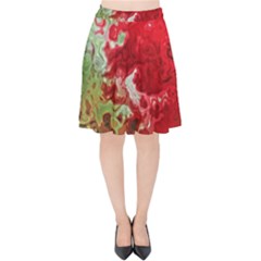 Abstract Stain Red Velvet High Waist Skirt by Vaneshart