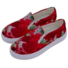 Abstract Stain Red Kids  Canvas Slip Ons by Vaneshart