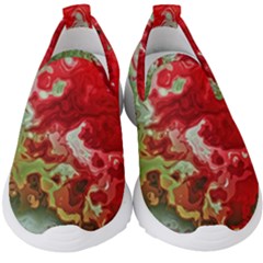 Abstract Stain Red Kids  Slip On Sneakers by Vaneshart