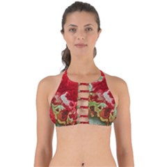 Abstract Stain Red Perfectly Cut Out Bikini Top