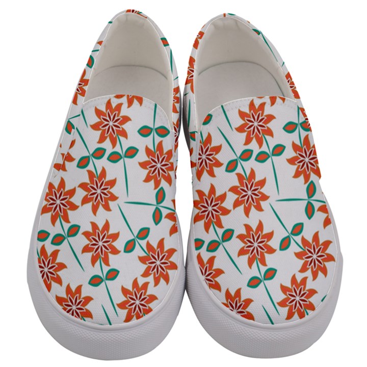 Vector Flower Floral Men s Canvas Slip Ons