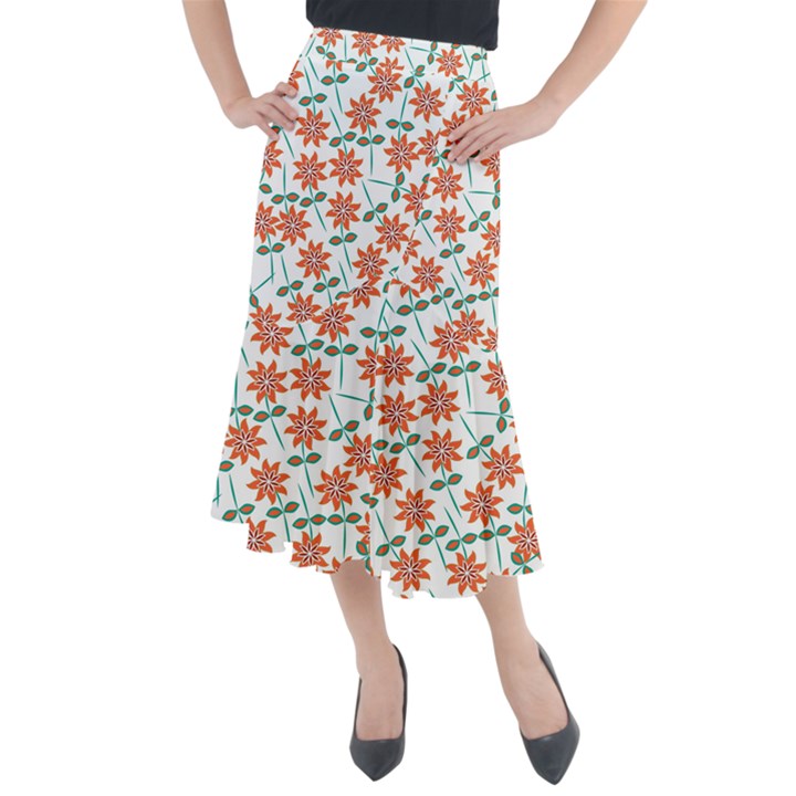 Vector Flower Floral Midi Mermaid Skirt