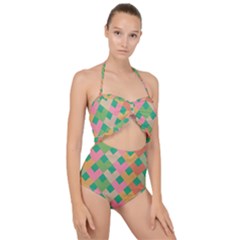 Abstract Seamless Pattern Scallop Top Cut Out Swimsuit by Vaneshart