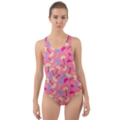 Umbrella Pattern Cut-out Back One Piece Swimsuit by Vaneshart