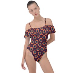 Abstract Seamless Pattern Graphic  Frill Detail One Piece Swimsuit