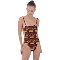 Love 4 Tie Strap One Piece Swimsuit