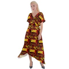 Love 4 Cross Front Sharkbite Hem Maxi Dress