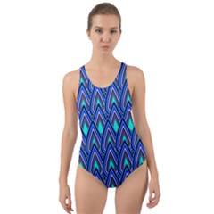 Teardrops In Blue Cut-out Back One Piece Swimsuit by bloomingvinedesign