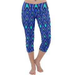 Teardrops In Blue Capri Yoga Leggings by bloomingvinedesign