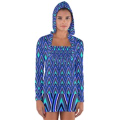 Teardrops In Blue Long Sleeve Hooded T-shirt by bloomingvinedesign