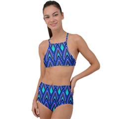 Teardrops In Blue High Waist Tankini Set by bloomingvinedesign