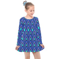 Teardrops In Blue Kids  Long Sleeve Dress by bloomingvinedesign