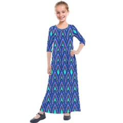 Teardrops In Blue Kids  Quarter Sleeve Maxi Dress by bloomingvinedesign