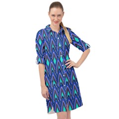 Teardrops In Blue Long Sleeve Mini Shirt Dress by bloomingvinedesign