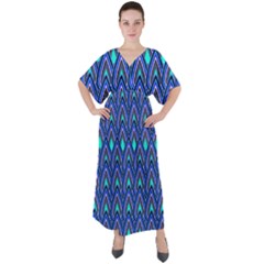 Teardrops In Blue V-neck Boho Style Maxi Dress by bloomingvinedesign