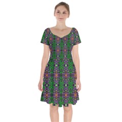 Abstract 38 Short Sleeve Bardot Dress