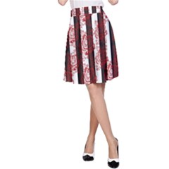 Striped Roses Pattern A-line Skirt by bloomingvinedesign