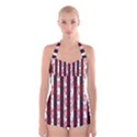 Striped Roses Pattern Boyleg Halter Swimsuit  View1