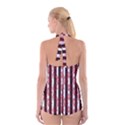 Striped Roses Pattern Boyleg Halter Swimsuit  View2