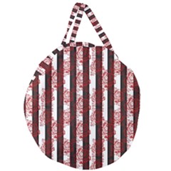 Striped Roses Pattern Giant Round Zipper Tote by bloomingvinedesign