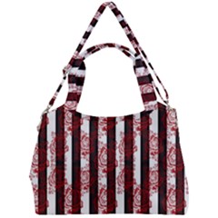 Striped Roses Pattern Double Compartment Shoulder Bag by bloomingvinedesign