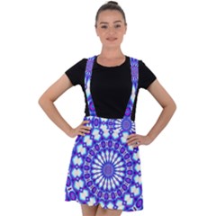 Pattern Background Color Velvet Suspender Skater Skirt