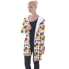 Pattern Patterns Construction Longline Hooded Cardigan by Vaneshart