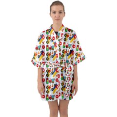 Pattern Patterns Construction Half Sleeve Satin Kimono  by Vaneshart