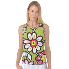 Flowers Fabrics Floral Women s Basketball Tank Top by Vaneshart