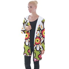 Flowers Fabrics Floral Longline Hooded Cardigan by Vaneshart