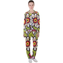 Flowers Fabrics Floral Casual Jacket And Pants Set by Vaneshart