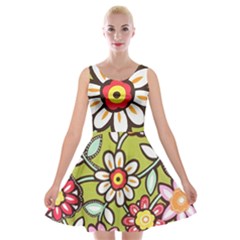 Flowers Fabrics Floral Velvet Skater Dress by Vaneshart