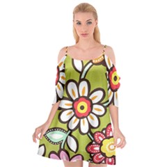 Flowers Fabrics Floral Cutout Spaghetti Strap Chiffon Dress by Vaneshart