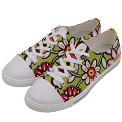 Flowers Fabrics Floral Women s Low Top Canvas Sneakers by Vaneshart