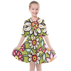 Flowers Fabrics Floral Kids  All Frills Chiffon Dress by Vaneshart