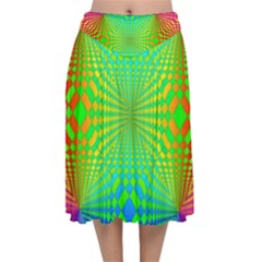 Pattern Colorful Abstract Velvet Flared Midi Skirt by Vaneshart